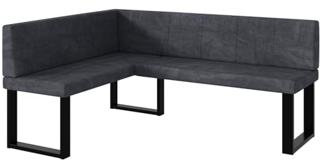 MEBLINI Eckbank für Esszimmer - Küchenbank - Essecke - Sitzecke Küche - Peter - U-Beine 128x168x87cm Links - Dunkelgrau Samt