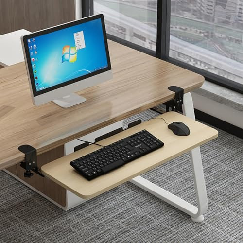 TischverläNgerung, Ergonomischer Schreibtisch Erweiterung, Festklemmbare Schreibtisch Tastaturablage, Tastaturablage Desk Extender, BüRoschreibtische ComputertischverläNgerung(Oak,52*25cm/20.4*9.8in)
