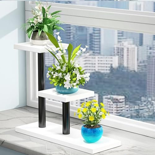 Soporte Plantas Interior, Mueble Plantas Interior, Soporte Plantas de Madera, Estantería de Terraza Plantas, Soporte Planta Exterior para Plantas Madera, Estantería Exhibición Jardín, Extraíble(Black2