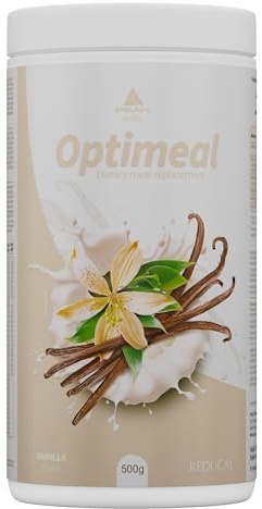 PEAK Optimeal - 500g Geschmack Vanilla I 10 Portionen I Dietary Meal Replacement I Low-Carb Diät Mahlzeitersatz mit hochwertigen Proteinen, Ballaststoffen, Vitaminen & Mineralstoffen