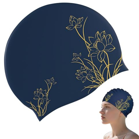 AzureRay Bonnet de Bain Femme, Bonnet Piscine Femme en Silicone Doux Imperméable pour Cheveux Longs, Adulte et Adolescent