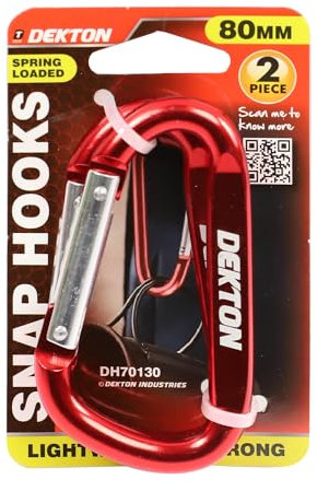 Dekton 2pc Large Carabiner Set -Heavy-Duty Metal Clips| Strong Load-Bearing Capacity|Quick-Release Locking Mechanism|Rust-Resistant Finish|Versatile Use for Gear, Keys, Accessories|Durable & Reliable