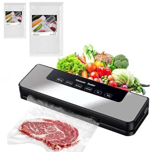 Choisonye Vacuum Sealer with Vacuum Sealer Bags 20Pcs,30cm Longer Seal Food Sealer 6 Modes Automatic Easy Operation-65Kpa Fast-Compact Food Vacuum Sealer Machine for Sous/Vide Cooking Food Stay Fresh