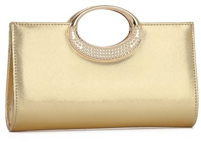 LHHMZ Clutch-Tasche für Damen, Gold Handtasche, Mode PU Lederhandtaschen mit abnehmbarer Kette für Hochzeit Cocktail Prom