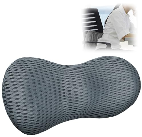 Lendenkissen, Rückenstützkissen für Bürostuhl, Ergonomisches Lendenkissen aus Memory Foam, Lordosekissens mit Atmungsaktives, Lendenwirbelstützkissen für Autositz Stuhl, für Ausruhen, Schlafen, Grau