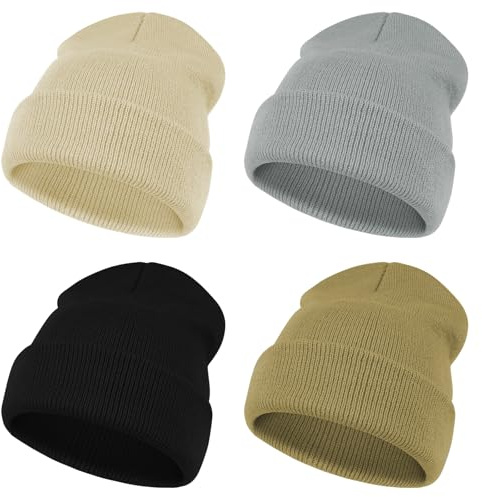 AOOSA 4Pcs Beanie Hats for Kids, Toddler Winter Hats
