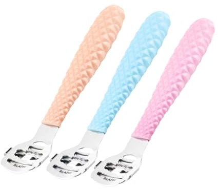 IDEANATEGRATE 3 Stück Teiliges Pediküre Werkzeug Fußhornhautentferner Dead Skin Remover in Hellblau Champagnerfarben und Langlebiges Nagelpflege Professionelle und Private Fußpflege