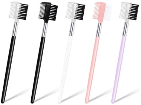 THQAE 5 Pcs pettine sopracciglia, pettine sopracciglia donna, Pettine/Pennello per Ciglia a Doppia Testa, 2 In 1 Pettine Per Sopracciglia, per Ciglia e Sopracciglia Donne Strumenti Cosmetici