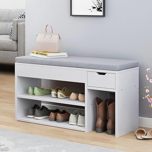 Asukale Schuhbank Schuhschrank mit Sitzbank Schuhtruhe Sitzkommode Sitzbank mit Stauraum Schuhregal mit Sitzfläche Bequeme Sitzbank mit Stauraum für Ihren Flur