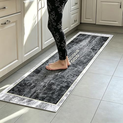 hehongshun Alfombra Cocina Antideslizante, Alfombra Cocina Lavable Antideslizante, Alfombra Pasillo de Diatomita Resistentes a Manchas y Aceite Diseño Antideslizantes Motivo Europeo 120x30 cm