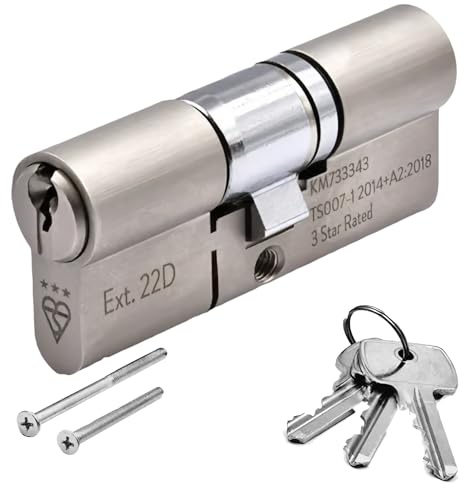 UPVCSTORE TS007 3 Star Euro Key Key Cylinder 35/35 (70mm) Satin Nickel Anti-Snap BSI Kitemarked High Security Lock Barrel uPVC Composite Doors