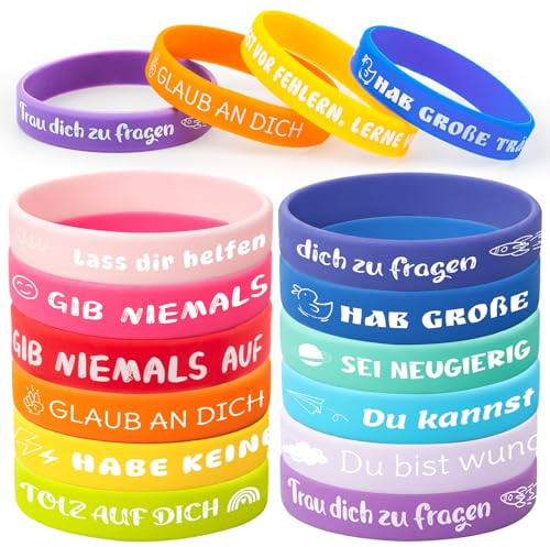 Belillpipi Motivationsarmbänder Kinder, Inspirierende Silikon Armbänder, Abschiedsgeschenk Schüler Grundschule, Geschenke für Schüler Teenager Kinder