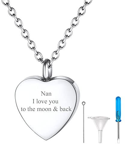 FindChic Collier Urne Funéraire Cendre Crémation Femme Homme Colliers Pendentif Prénom Personnalisé Acier Inoxydable Arbre de Vie/Colonne/Chat/Coeur Collier Souvenir Bijoux pour Animaux