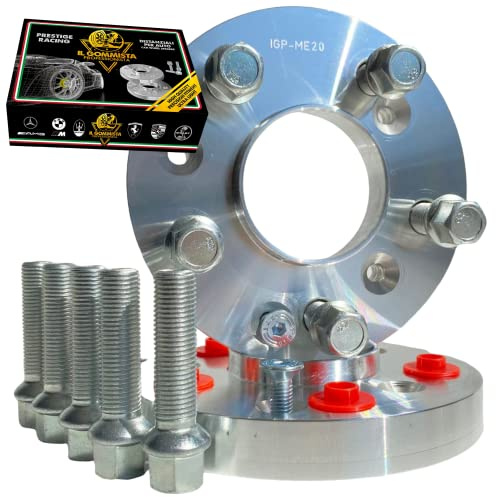 IGP 2 Distanziali Ruote 16 mm Compatibili Con Volkswagen Golf 5 6 7 8 MK 1K CD 5x112 mozzo 57.1 + Tiguan T-roc Passat Auto + 10 bulloni M14 x 1.5 sferici