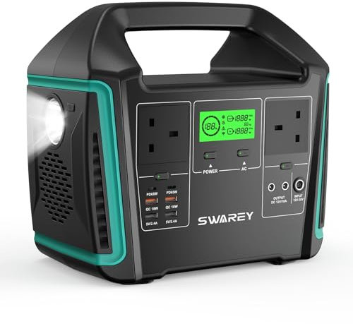 SWAREY Portable Power Station 725Wh with 2x 1000W (1500W Surge) AC Outlets, 2x 65W USB-C Ports, Solar Generator for Outdoors Camping Travel RV Home