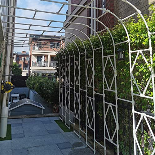 Arche À Rosiers, Murale Demi-latérale Arche De Jardin, Tube Galvanisé Revêtu De Plastique PE, Convient pour La Cour, Le Patio, La Cour Résistant Au Soleil Et À l'eau H240cm Noir/Blanc(Blanc,W 260cm X