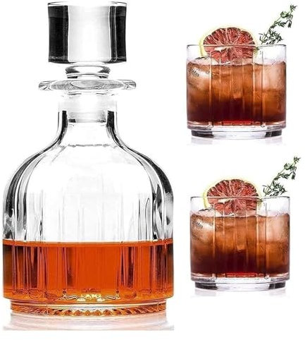 botellas de vidrio, botellas de vino, Decanter Decanter Wine Decanter Decanter Set for licor o vino, incluye 2 copas