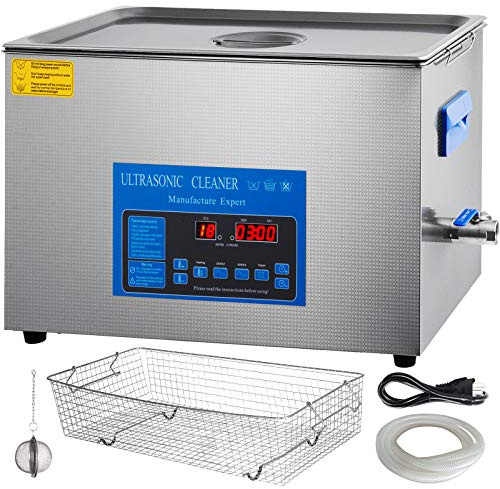 VEVOR Limpiador Ultrasónico de Doble Frecuencia de 22 L con Calentador para Piezas de Joyería Anillo Gafas Placa de Circuito de Registro de Dentadura, 28/40 KHz