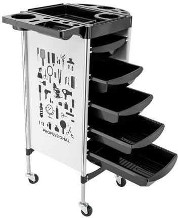 Salon Barber Hairdressing Trolley Hair Colouring Spa Cart Rolling Storage Drawer Storage Trolley Hairdresser Cart on wheels Barber Hairdressing Trolley Cart with 5 for many beauty tools White