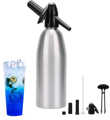 Sparkling Water Maker, Seltzer Soda Siphon, 1 L Soda Water Siphon Water Maker, Portable Seltzer Siphon for Home for Making for Soda Water, Cocktails or Soda Water Beverages. gray
