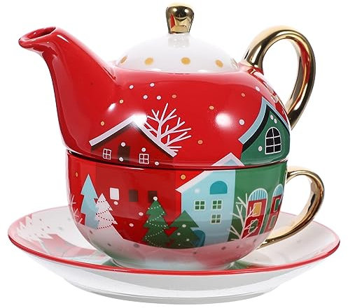 CIYODO Tazza e Teiera Tazze da Tè Natalizie Teiera Natalizia Tazze Tazza Tema Natalizio di Ceramica Semplice e Elegante Portatile per Casa e Ufficio