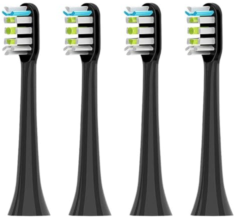 SQING Ersatzbürstenköpfe for 7AM2M AM101/AM105 Sonic elektrische Zahnbürste, Vakuumdüsen mit weichen Borsten, 4/8/16 Stück(4pcs BLACK)