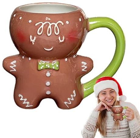 Lebkuchenmann-Tasse, Lebkuchen-Tasse Feiertagskaffeetassen,Weihnachts-Lebkuchen-Kaffeetasse, Cartoon-niedliche Keramik-Lebkuchenmann-Weihnachtstassen Für Tee, Kaffee