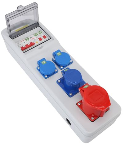 WALFRONT Industrial Socket Box Mobile Distribution Electrical Outlet Box for Construction Site Workshop with 490x140x90mm Size ABS Material