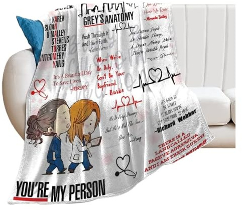 IRIRI Coperta con Lettere di Grey's Anatomy, Morbida Coperta in Pile, Soffice, Leggera e Accogliente, for Divano, Casa(130 * 150cm)