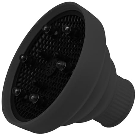 IWOWHERO Silicone Hair Diffuser Nozzle Blow Cover for Hair Dryer Portable Lightweight Travel-friendly Attachment for Salon and Home Use Flexible Styling Tool in Black