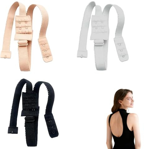 3Pcs Bra Extenders 3 Hooks,Bra Strap Extender Bra Accessories,Adjustable Bras Low-Back Strap Extender Kit Breathable Versatile Women Backless Clothes Underwear Invisible Converters Straps for Dress