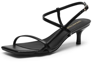 DREAM PAIRS Women's Kitten Heels Wedding Sandals,Black,9