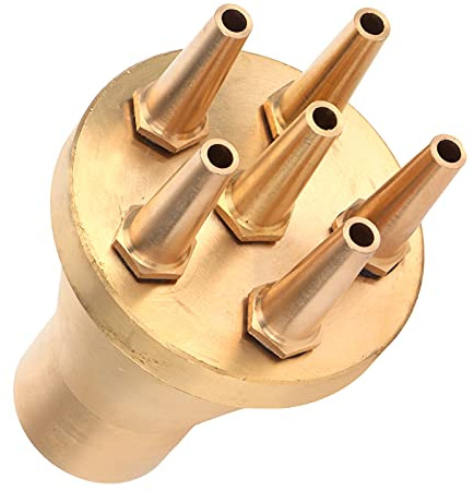 TYCIONG Irrigatore per Fontana, 6 Ugelli in Ottone G1in DN25 Testa di Spruzzo con Filettatura Femmina, con Getto d'Acqua Parabolico Rimovibile, per la Decorazione della Piscina dello