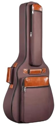 BOJHGO Gitarrväska 41 tum tjock vattentät nylon oxford gitarrfodral med dubbla remmar och bomullsvaddering (kaffe)