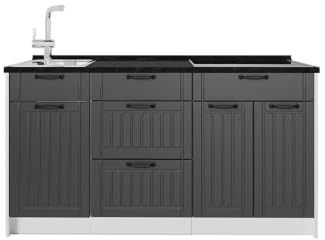 Vicco Köksblock Fame-Line, Mörkgrå/Vit, 150 cm, AP Antracit, för individuell expansion med kompatibla moduler
