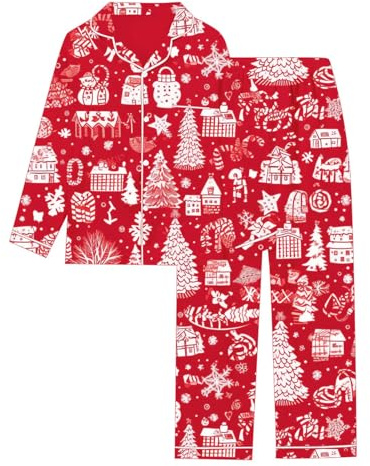 Générique Pyjama Femme Hiver - Femme Manches Longues imprimé Ensemble literie Doux et Confortable Tenue Nuit décontractée vêtement Sommeil Chaud Style Sobre Moderne