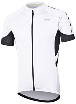 ARSUXEO Men's Short Sleeves Cycling Jersey Bicycle MTB Bike Shirt 636 White Size XL
