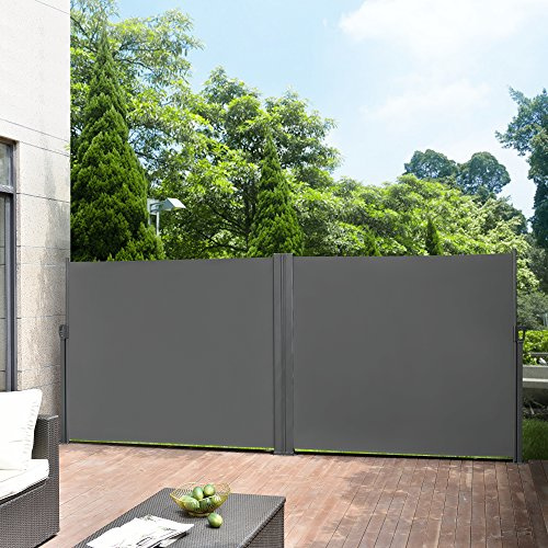 Toldo Lateral Doble tamaños - Exterior - contra Viento, Sol y visión - Gris - 180 x (2X 300) cm