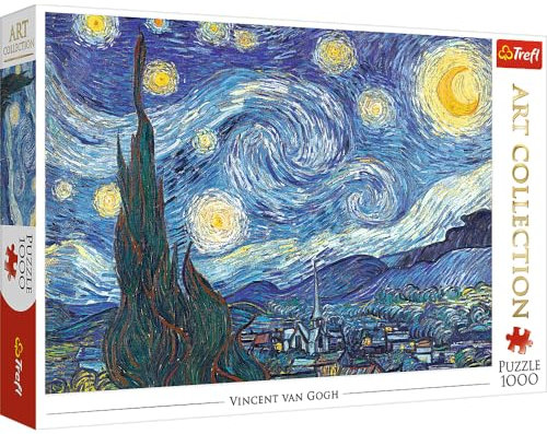 Trefl, Puzzle, Notte stellata, Vincent van Gogh, 1000 Elementi, collezione d'arte, qualità premium, per adulti e Bambini da 12 anni