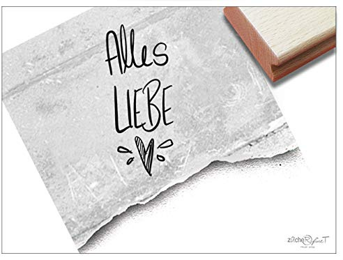 Stempel Textstempel ALLES LIEBE in Handschrift mit Herz - Glückwünsche Geburtstag Hochzeit Karten Geschenkanhänger Geschenk Deko - zAcheR-fineT