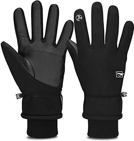 Cevapro Warm Winterhandschuhe Wasserdicht Touchscreen Handschuhe Winddicht Atmungsaktiv Running-Handschuhe Männer Frauen für Outdoor Sports,Schwarz, S