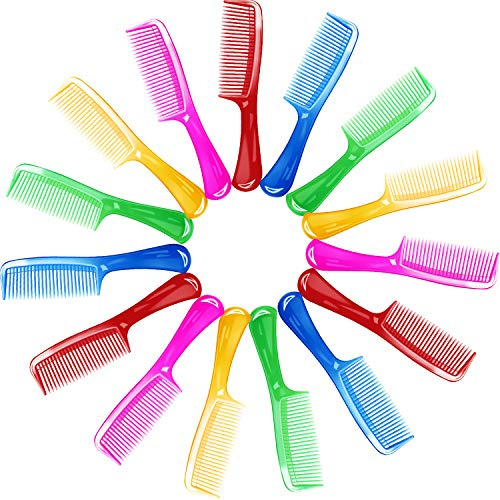 15 Pcs Colorful Comb for Women, 8 Inch Styling Essentials Tooth Round Comb with Handle for All Hair Types