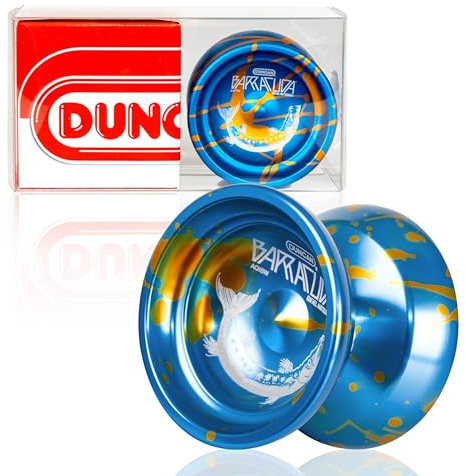 Duncan Toys Barracuda Yo-Yo, nicht reagierendes Pro-Level-Jo-Jo, konkaves Lager und Aluminiumkörper, blau mit Spritzwasser