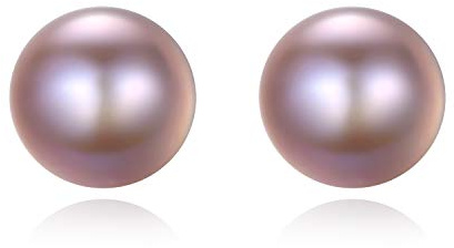 VIKI LYNN Boucles d'oreilles Perles Lavande Bijoux Femme Boucles Clous en Argent 925 Qualité AAA Perle de culture 7-8MM Idée Cadeau Anniversaire Femme Couleur Violette