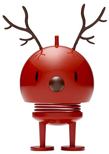 Hoptimist - Skandinavisches Design - Weihnachtsfigur - Medium Reindeer Bumble - Rot - Höhe: 15 cm - Geschenkidee