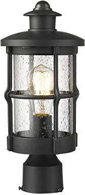 Rosient Outdoor Post Lights, Exterior Post Sconce, Outdoor Lamp, Pathway Post Lighting Fixture, Patio Pillar Light in Black Finish with Seeded Glass