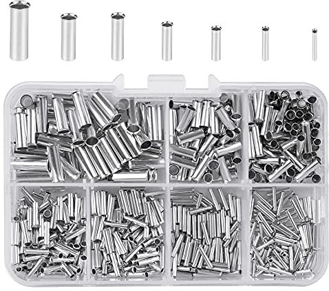 smatime 600 Pcs Embouts de Câble Non Isolés 0,5/0,75/1,0/1,5/2,5/4,0/6,0 mm² Connecteurs Bout à Bout Terminaison à Sertir de Câble dans Une Boîte en Plastique pour les Projets D'électrique, 10-22 AWG