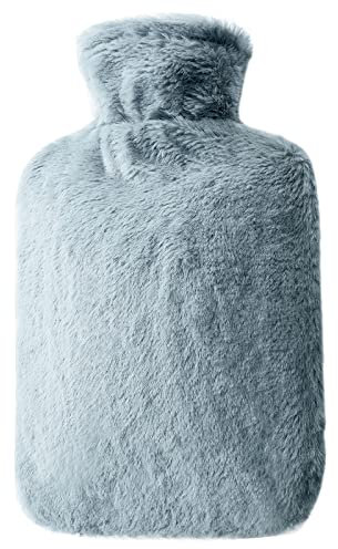 URBZUE Hot Water Bottle with Soft Cover, 2L Large Hot Water Bag for Cold & Hot Compress, Fluffy Hot Water Bottle for Neck, Shoulder, Period Pain Relief, Gifts for Women, Seniors & Kids