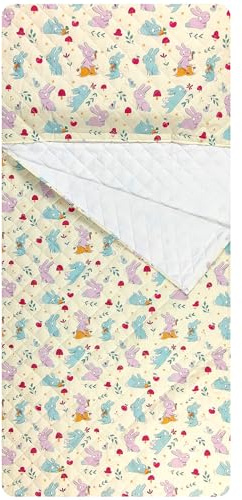 Bestickter Schlafsack für Kinder und Mädchen von 2 bis 6 Jahren, gesteppter Stoff aus 100% Baumwolle (Sack Nanna Hasen)