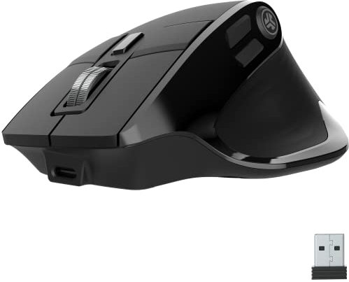 JLab Epic Bluetooth Mouse, Rechargeable Wireless Mouse with OLED Display - Tri-Mode (BT 5.2/5.2/2.4Ghz) with USB-Dongle, Multi Device, Silent, for Laptop, PC, Computer, iPad, Mac, Tablet